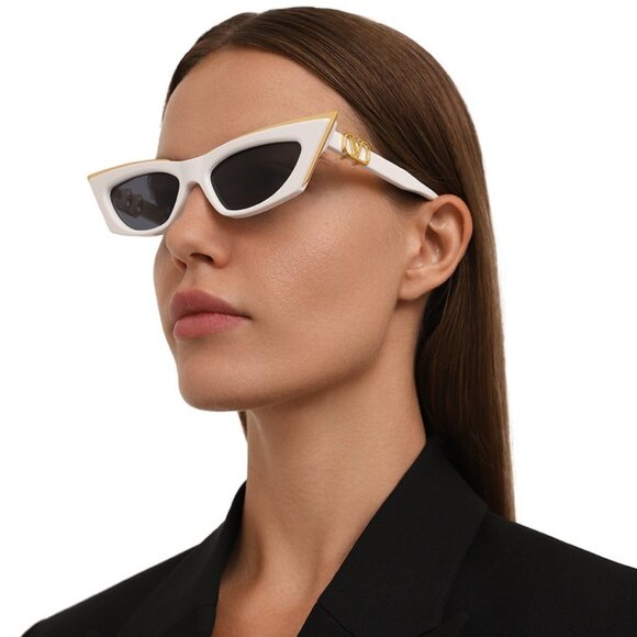 NEW VALENTINO V-GOLDCUT-I VLS-113D WOMEN WHITE SUNGLASSES VALENTINO - Picture 1 of 13